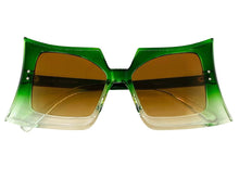 Oversized Vintage Retro Style SUNGLASSES Large Funky Green Frame 80847