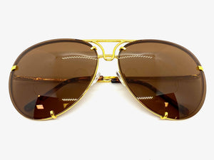 Oversized Classic Vintage Retro Aviator Style SUNGLASSES Large Gold Frame 4163