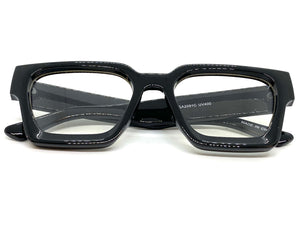 Classic Vintage Retro Style Clear Lens EYEGLASSES Thick Square Black Frame E2091