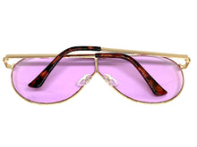 Oversized Modern Retro Shield Style SUNGLASSES Large Rose Gold Frame - Purple Lens 4617