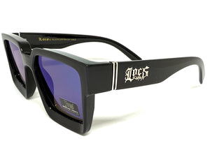 Classic Hardcore Biker Gangster Style LOCS SUNGLASSES Black Frame - Blue Lens 91209
