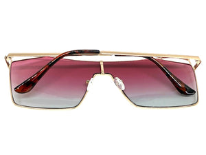 Oversized Sleek Modern Retro Shield Style SUNGLASSES Large Rose Gold Frame 4577