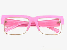 Classy Contemporary Modern Retro Clear Lens EYEGLASSES Neon Pink & Gold Frame 8259