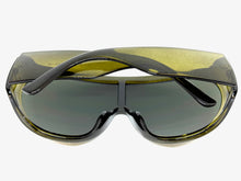 Oversized Exaggerated Modern Rerto Shield Style SUNGLASSES Large Olive Green Frame 68246