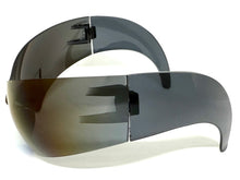 Oversized Space Futuristic Robotic Cyclops Shield Costume Party SUNGLASSES Huge Blue Lens 2170