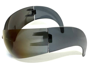 Oversized Space Futuristic Robotic Cyclops Shield Costume Party SUNGLASSES Huge Blue Lens 2170