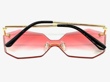 Sleek Modern Retro Shield Style SUNGLASSES Gold Rimless Frame 7756