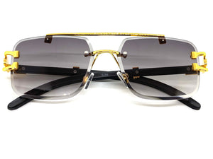 Men's Classy Elegant Luxury Retro Hip Hop Style SUNGLASSES Gold & Faux Wood Frame 5256