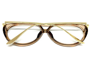 Oversized Classic Vintage Retro Hip Hop Style Clear Lens EYEGLASSES Large Beige & Gold Frame 26008