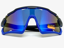 Oversized Retro Sporty Wrap Around Style SUNGLASSES Large Black & Blue Frame 3693