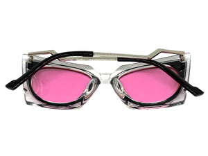 Classic Vintage Retro Cat Eye Style SUNGLASSES Funky Clear & Black Frame 1720
