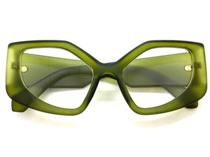 Oversized Vintage Retro Style Clear Lens EYEGLASSES Large Thick Matte Green Frame 5623