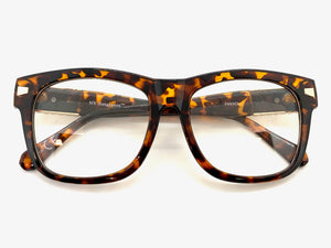 Classic Vintage Retro Style Clear Lens EYEGLASSES Large Tortoise Frame 7493