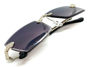 Classy Elegant Luxury Modern Style SUNGLASSES Silver Rimless Frame E0938