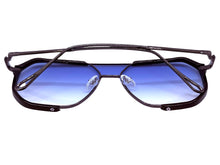 Classy Trendy Bold Modern Retro Shield Style SUNGLASSES Black Frame - Light Blue Lens 5399
