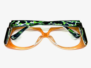 Oversized Vintage Retro Style Clear Lens EYEGLASSES Large Square Orange Frame 5693