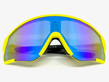 Oversized Retro Sporty Wrap Around Style SUNGLASSES Large Neon Yellow Frame 9046