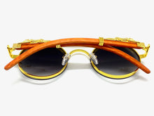 Classy Elegant Luxury Vintage Retro Style SUNGLASSES Round Gold Frame 27721