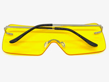 Oversized Exaggerated Modern Retro Shield Style SUNGLASSES Large Flat Yellow Lens 10549