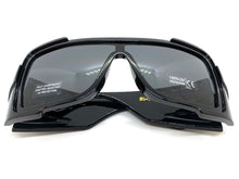 Oversized Modern Retro Wrap Shield Style SUNGLASSES Huge Super Thick Black Frame 1044