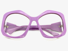Oversized Exaggerated Vintage Retro Style Clear Lens EYEGLASSES Large Purple Frame E2019