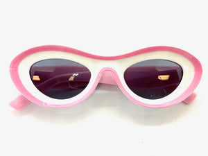 Contemporary Modern Retro Raver Party SUNGLASSES Funky White & Pink Frame 2123