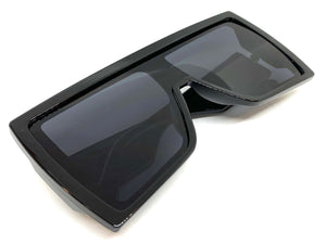 Oversized Modern Retro Shield Style SUNGLASSES Large Black Frame 80550