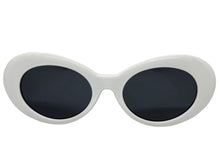 Classic Funky Vintage Retro Style SUNGLASSES Oval White Frame - Dark Lens 1810