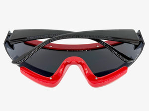 Oversized Exaggerated Modern Rerto Shield Style SUNGLASSES Large Red Frame 63290