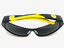 Classic Contemporary Modern Wrap Style SUNGLASSES Sleek Black & Yellow Frame 3727