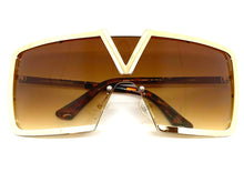 Classy Elegant Luxury Contemorary Modern Shield Wrap Style SUNGLASSES Gold Frame 5255