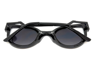 Classic Vintage Retro Cat Eye Style SUNGLASSES Funky Black Frame - Blue Lens 1737