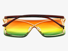 Oversized Exaggerated Modern Retro Shield Style SUNGLASSES Large Flat Multicolor Lens E0443