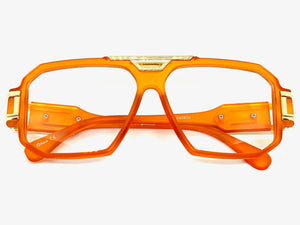 Classic Vintage Retro Hip Hop Rapper Style Clear Lens EYEGLASSES Orange & Gold Frame 5408