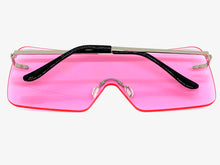 Oversized Exaggerated Modern Retro Shield Style SUNGLASSES Large Flat Pink Lens 10549