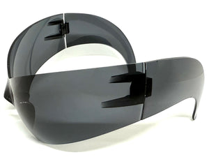 Oversized Space Futuristic Robotic Cyclops Shield Costume Party SUNGLASSES Huge Dark Gray Lens 2170