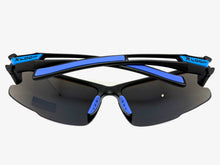 Sporty Wrap Around Cycling Fishing Biker SUNGLASSES Sleek Black Frame - Blue Lens 2754