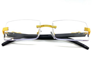 Classy Elegant Luxury Modern Designer Style Clear Lens EYEGLASSES Gold Rimless Frame 5302