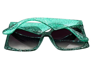 Oversized Exaggerated Vintage Retro Style SUNGLASSES X-Large Square Teal Green Frame 49308