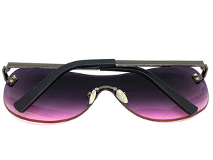 Oversized Contemporary Modern Retro Shield Style SUNGLASSES Flat Purple Lens A246
