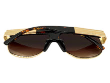 Classic Hardcore Biker Gangster Hip Hop Rapper Style SUNGLASSES Gold & Tortoise Frame - Brown Lens 4000