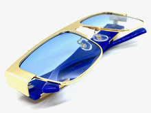 Classic Luxury Designer Hip Hop Style SUNGLASSES Gold & Blue Frame 27614