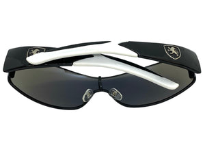 Classic Contemporary Modern Wrap Style SUNGLASSES Sleek Black & White Frame 3734