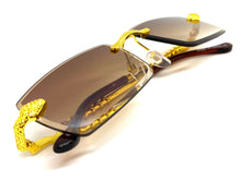 Classy Elegant Luxury Modern Style SUNGLASSES Gold Rimless Frame E0938
