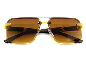 Men's Classy Elegant Luxury Retro Hip Hop Style SUNGLASSES Gold & Faux Wood Frame 5209