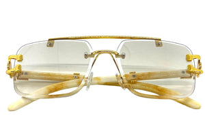 Men's Classy Elegant Luxury Retro Hip Hop Style SUNGLASSES Gold & Marble Frame 5256