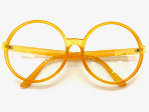Oversized Vintage Retro Style Clear Lens EYEGLASSES X-Large Round Orange Frame 80828