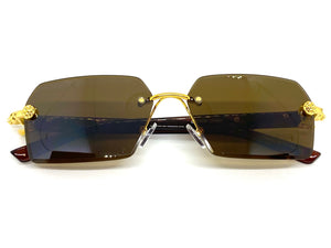 Classy Elegant Sophisticated Modern Luxury Style SUNGLASSES Gold & Brown Frame E0969