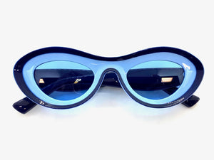 Contemporary Modern Retro Raver Party SUNGLASSES Funky Blue Frame 2123