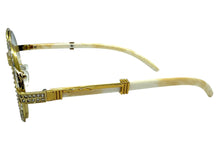 Classy Elegant Luxury Modern Hip Hop Style Bling SUNGLASSES Large Oval Gold & Marble Frame E0652